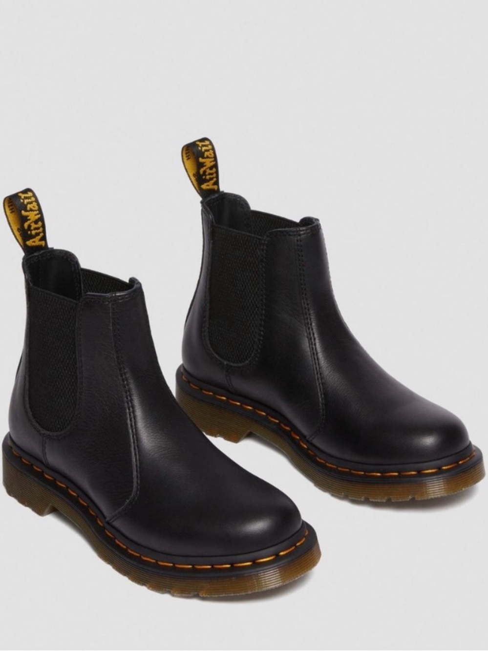 Dr. Martens Black Leather Chelsea Boots with Yellow Pull-Tab